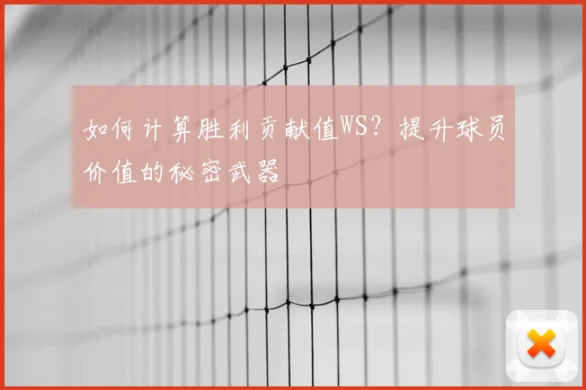 如何计算胜利贡献值WS？提升球员价值的秘密武器